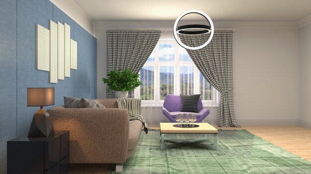 Illustration of the living room interior