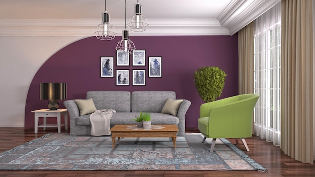 Illustration of the living room interior