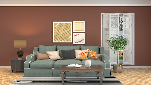 Illustration of the living room interior