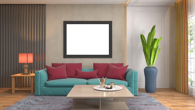 Illustration of the living room interior