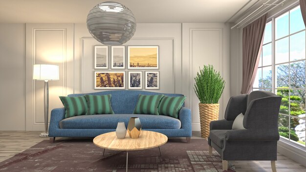 Illustration of the living room interior