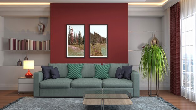 Illustration of the living room interior