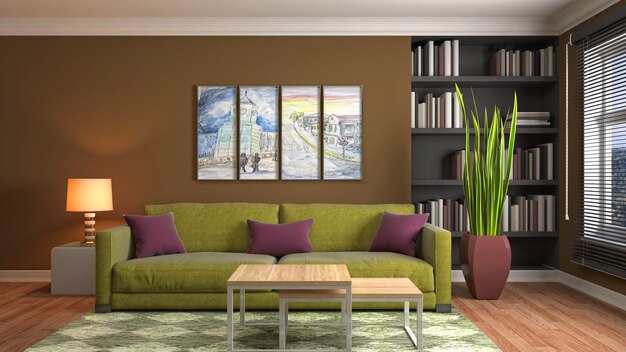 Illustration of the living room interior