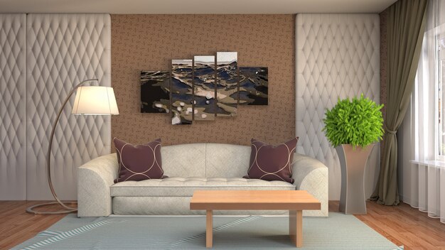 Illustration of the living room interior