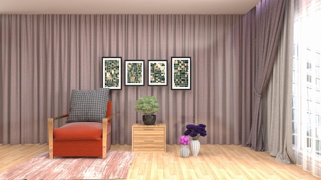 Illustration of the living room interior