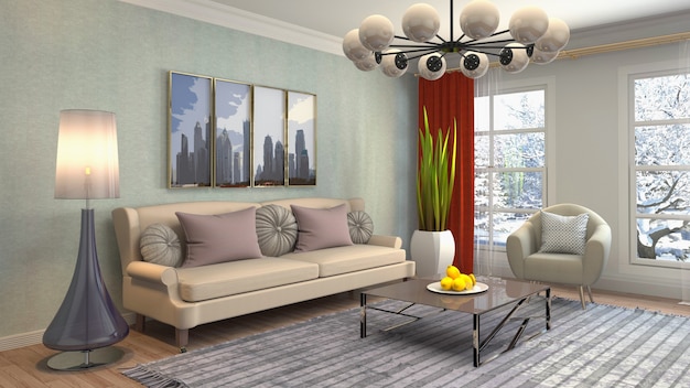 Illustration of the living room interior