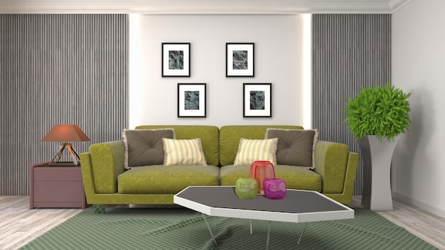 Illustration of the living room interior