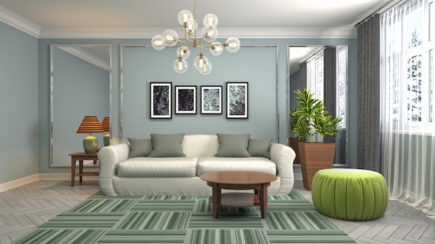 Illustration of the living room interior