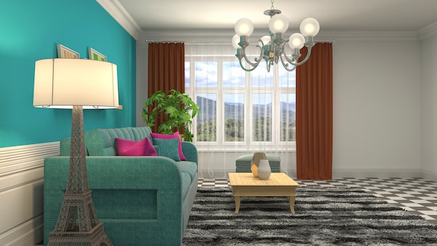 Illustration of the living room interior