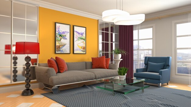 Illustration of the living room interior