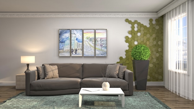 Illustration of the living room interior