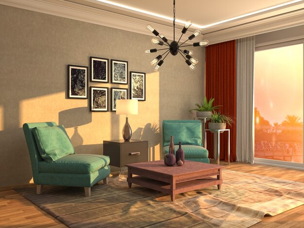 Illustration of the living room interior