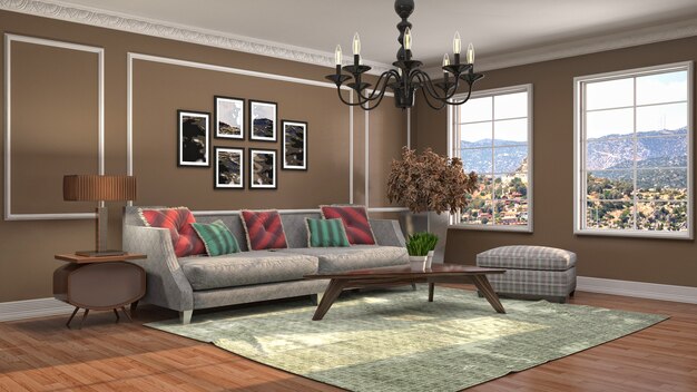 Illustration of the living room interior