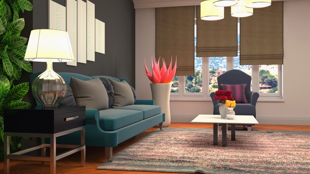 Illustration of the living room interior