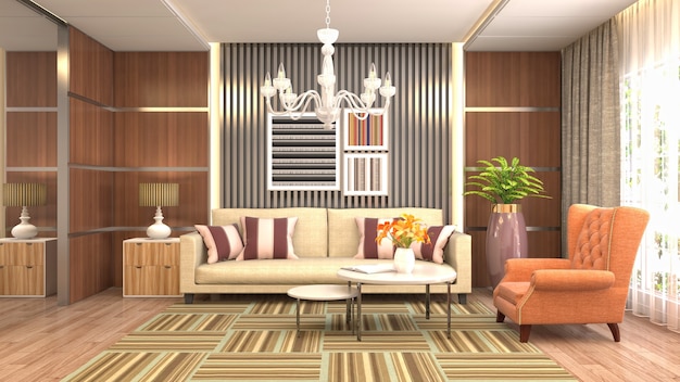 Illustration of the living room interior