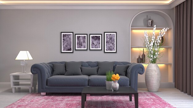 Illustration of the living room interior