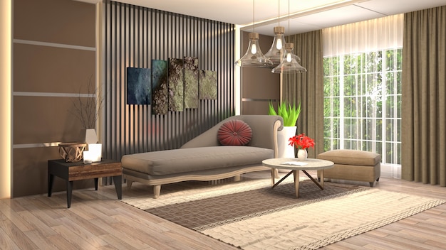 Illustration of the living room interior