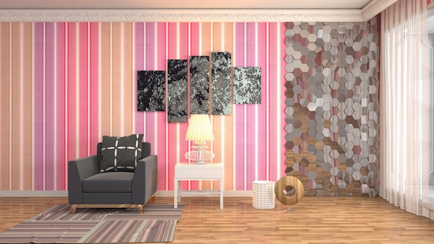 Illustration of the living room interior