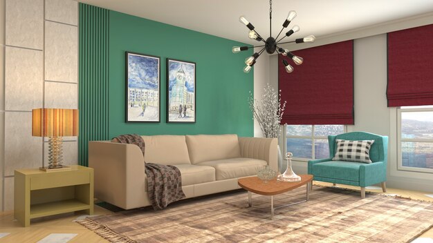 Illustration of the living room interior