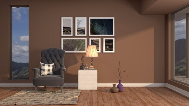 Illustration of the living room interior