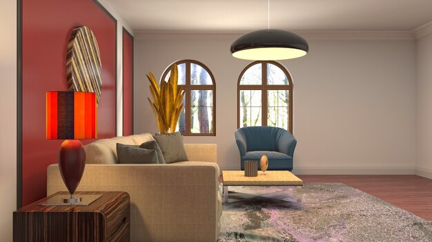 Illustration of the living room interior