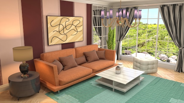 Illustration of the living room interior