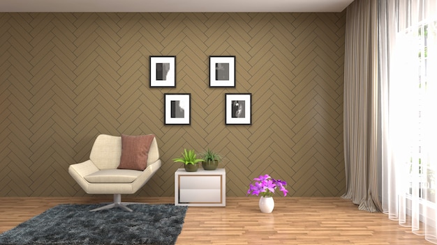 Illustration of the living room interior