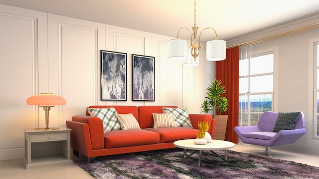 Illustration of the living room interior