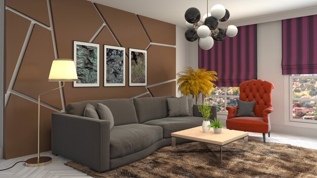 Illustration of the living room interior