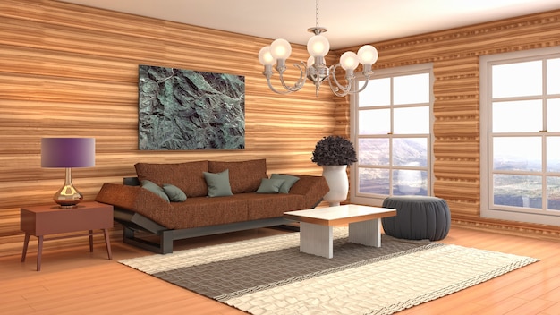 Illustration of the living room interior