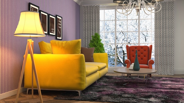 Illustration of the living room interior