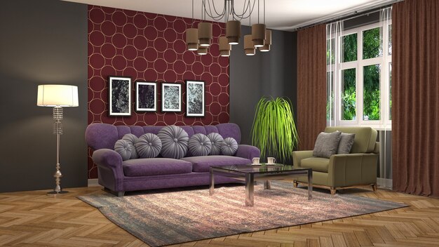 Illustration of the living room interior