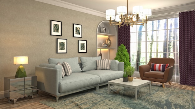 Illustration of the living room interior