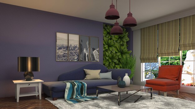 Illustration of the living room interior