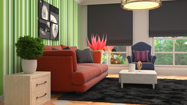 Illustration of the living room interior