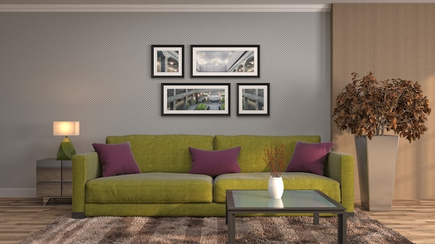 Illustration of the living room interior