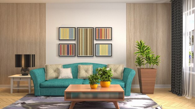 Illustration of the living room interior