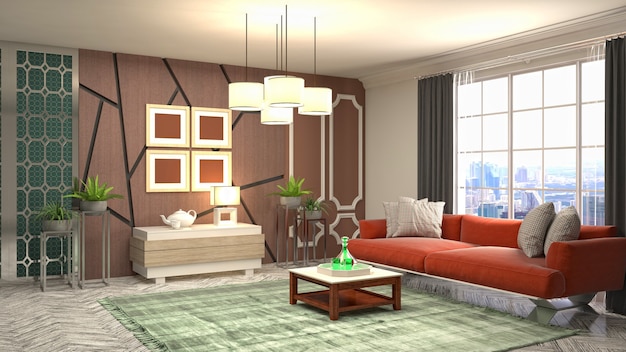 Illustration of the living room interior