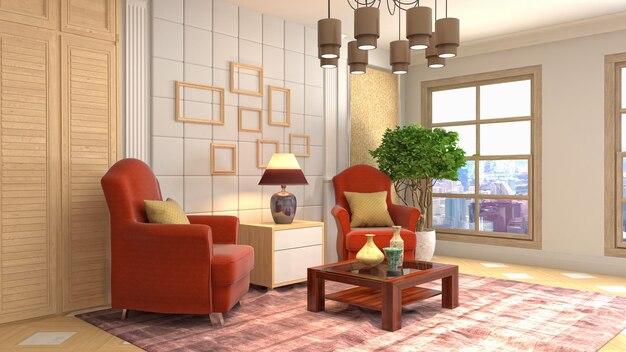 Illustration of the living room interior