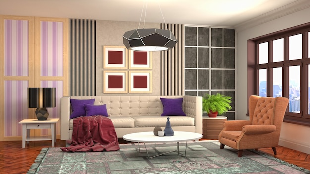 Illustration of the living room interior