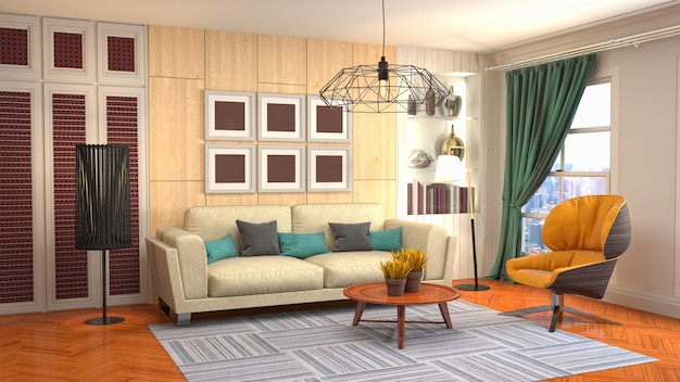 Illustration of the living room interior