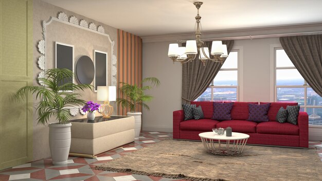 Illustration of the living room interior