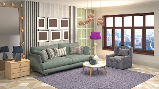 Illustration of the living room interior