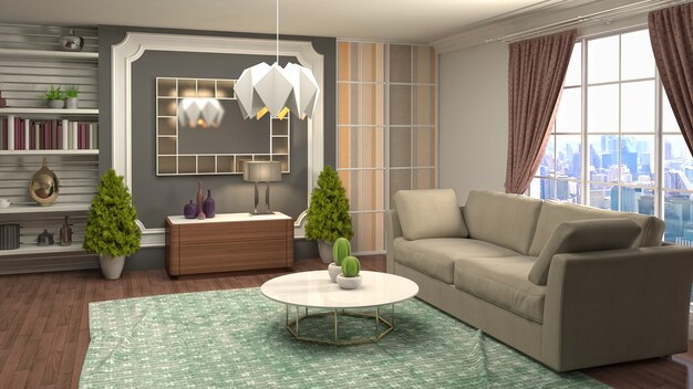 Illustration of the living room interior