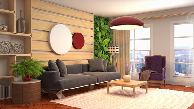 Illustration of the living room interior