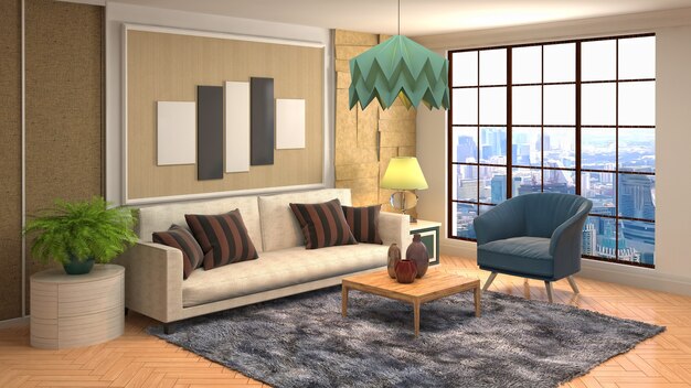 Illustration of the living room interior