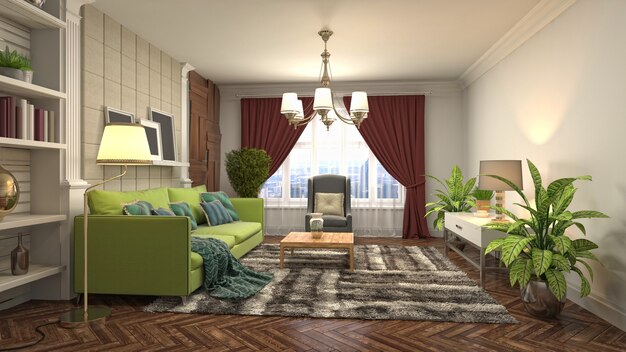 Illustration of the living room interior