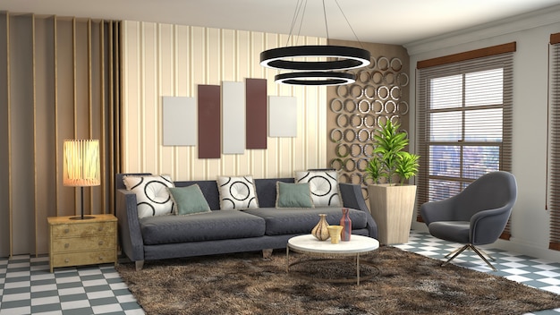 Illustration of the living room interior