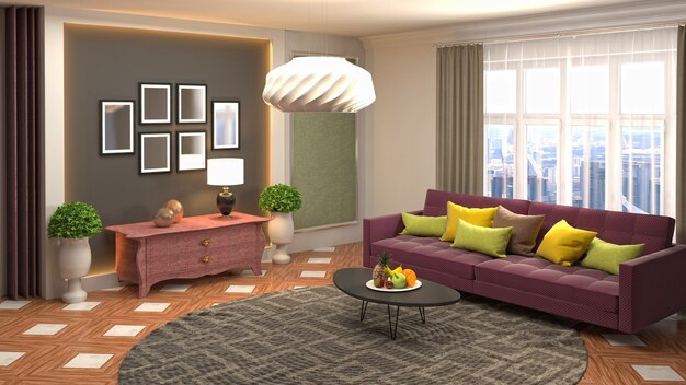 Illustration of the living room interior