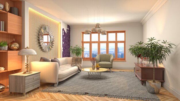 Illustration of the living room interior